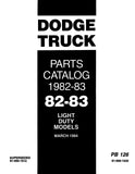 1982 - 1983 Dodge / Plymouth LD Truck & Van Parts Catalog