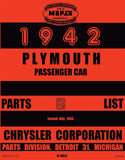 1942 Plymouth Passenger Car Parts List