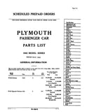 1942 Plymouth Passenger Car Parts List