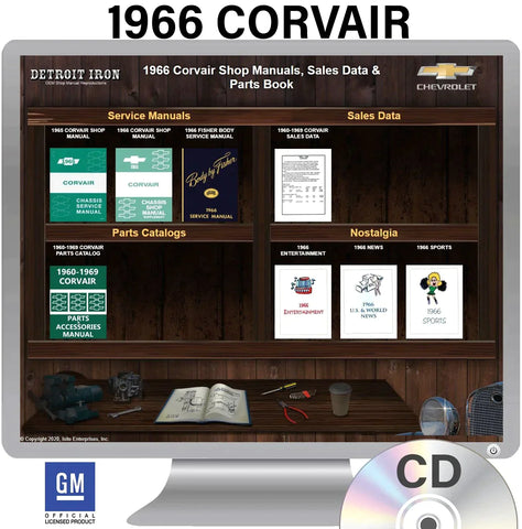 1966 Corvair Shop Manuals, Body Manual, Sales Data & Parts Book on CD