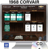 1968 Corvair Shop Manuals, Body Manual, Sales Data & Parts Book on CD