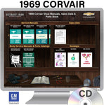 1969 Corvair Shop Manuals, Body Manual, Sales Data & Parts Book on CD