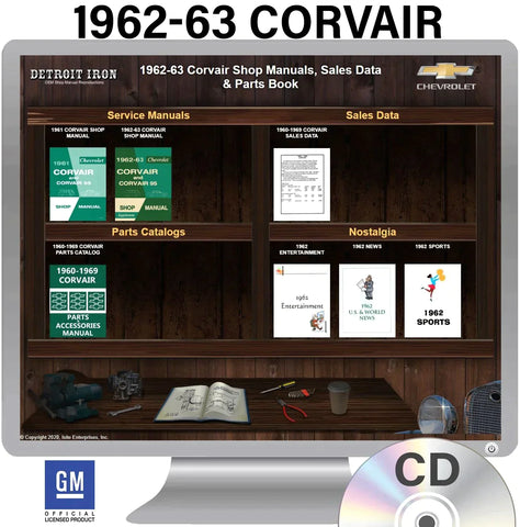 1962-63 Corvair Shop Manual, Sales Data & Parts Book on CD