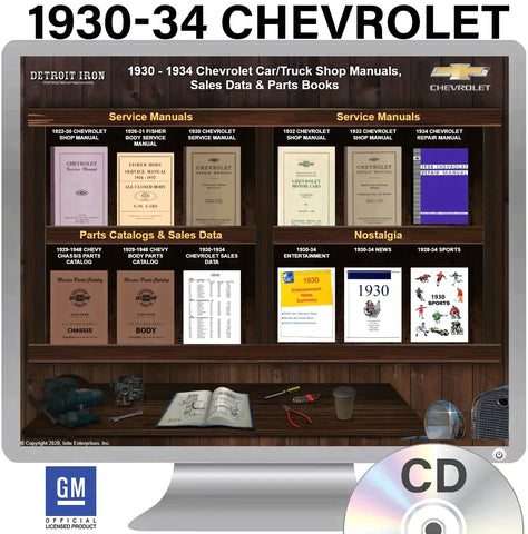 1930-1934 Chevrolet Truck and Car Shop Manuals, Sales Data & Parts Books on CD