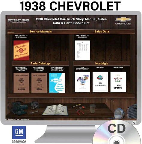 1938 Chevrolet Truck and Car Shop Manual, Sales Data & Parts Books on CD