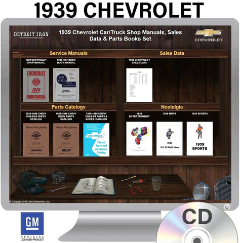 1939 Chevrolet Truck and Car Shop Manuals, Sales Data & Parts Books on CD