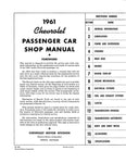 1961 Chevrolet Passenger Car Shop Manual (Licensed High Quality Reproduction)