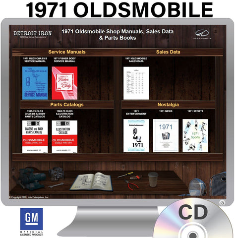 1971 Oldsmobile Shop Manuals, Sales Data & Parts Books on CD
