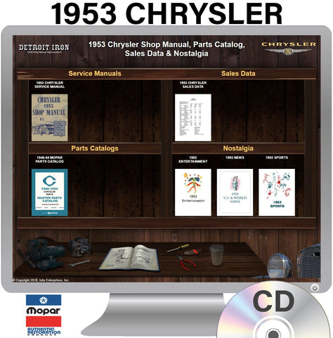 1953 Chrysler Shop Manual, Parts Catalog & Sales Data on CD