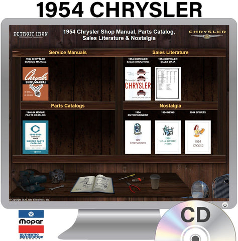 1954 Chrysler Shop Manual, Parts Catalog & Sales Literature on CD