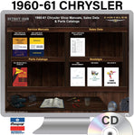 1960-1961 Chrysler Shop Manuals, Sales Data and Parts Book on CD