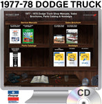 1977-1978 Dodge Truck Shop Manuals, Sales Brochures & Parts Book on CD