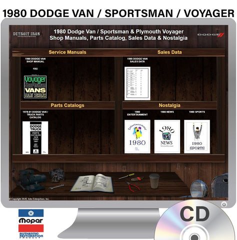 1980 Dodge & Plymouth Van Shop Manual, Sales Data & Parts Book on CD