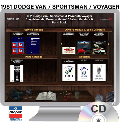 1981 Dodge & Plymouth Van Shop Manuals, Sales Brochures & Parts Book on CD