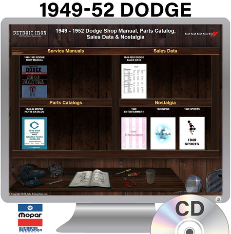 1949-1952 Dodge Shop Manual, Sales Data & Parts Book on CD