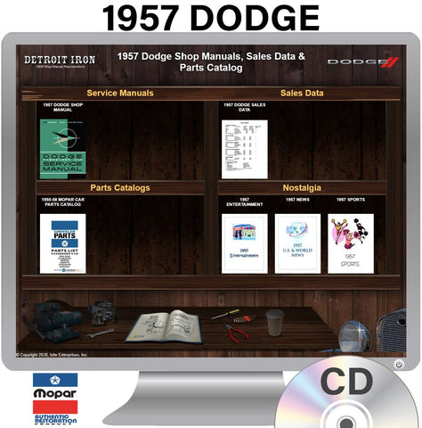 1957 Dodge Shop Manual, Sales Data & Parts Book on CD