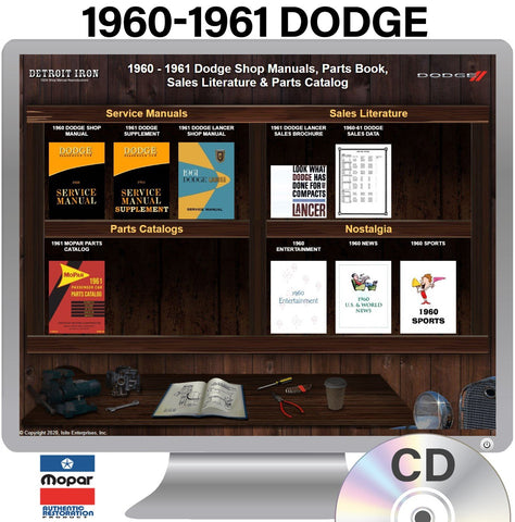 1960-1961 Dodge Shop Manuals, Sales Literature & Parts Book on CD