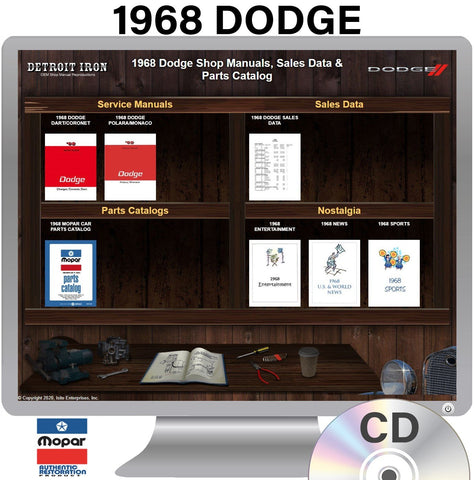 1968 Dodge Shop Manuals, Sales Data & Parts Book on CD