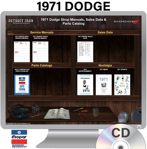 1971 Dodge Shop Manuals, Sales Data & Parts Book on CD