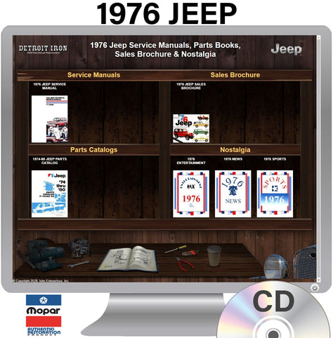 1976 Jeep Shop Manual, Parts Book & Sales Brochure on CD