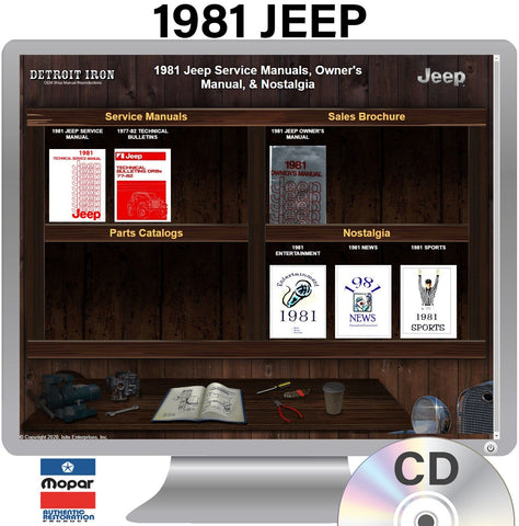 1981 Jeep Shop Manual, Service Bulletins & Owner Manual on CD