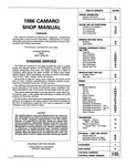 1986 Camaro Shop Manual Chassis Body Electrical Supplement 11x26 Wiring Diagrams