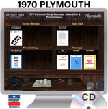 1970 Plymouth Shop Manual, Sales Data & Parts Book on CD