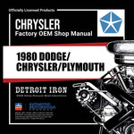 1980 Dodge Chrysler Plymouth Full Size Car Shop Owner Manuals Parts Data on CD