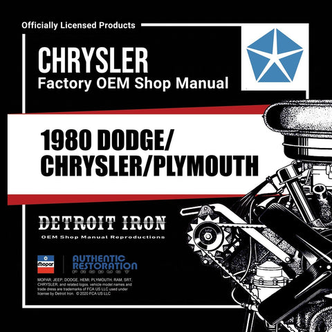 1980 Dodge Chrysler Plymouth Full Size Car Shop Owner Manuals Parts Data on CD