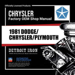 1981 Chrysler Dodge Plymouth Shop Owner Manual Parts Book Sales Literature on CD