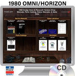 1980 Omni & Horizon Shop Manuals, Parts Book, Owner Manuals & Sales Data on CD