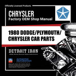 1980 Dodge / Plymouth / Chrysler Car Parts Manuals (Only) on CD