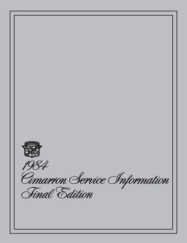 1984 Cadillac Cimarron Shop Manual