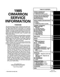 1985 Cadillac Cimarron Shop Manual