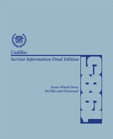 1985 Cadillac DeVille, Fleetwood Shop Manual