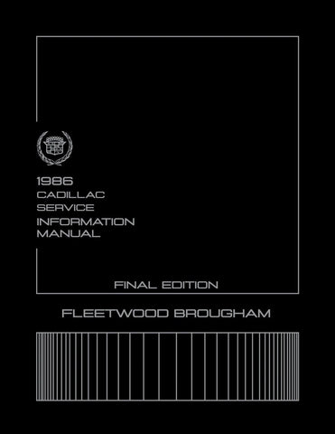 1986 Cadillac Fleetwood Brougham Shop Manual