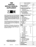 1980 Pontiac Service Manual Supplement Includes Wiring Diagrams