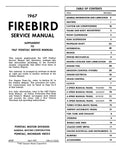 1967 Pontiac Firebird Service Manual Supplement