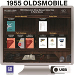 1955 Oldsmobile Shop Manual, Sales Data & Parts Books on USB