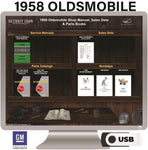 1958 Oldsmobile Shop Manual, Sales Data & Parts Books on USB