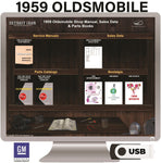 1959 Oldsmobile Shop Manua, Sales Data & Parts Books on USB