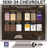 1930-1934 Chevrolet Truck and Car Shop Manuals, Sales Data & Parts Books on USB