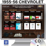 1955-1956 Chevrolet & Corvette Shop Manuals Sales Literature Parts Books on USB