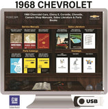 1968 Chevrolet Shop Manuals, Sales Literature & Parts Books on USB