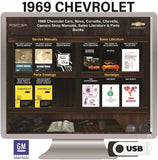 1969 Chevrolet Shop Manuals, Sales Literature & Parts Books on USB