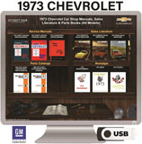 1973 Chevrolet Shop Manuals, Sales Literature & Parts Books on USB