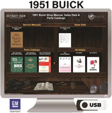 1951 Buick Shop Manual, Parts Books & Sales Data on USB