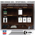 1980 Dodge & Plymouth Van Shop Manual, Sales Data & Parts Book on USB