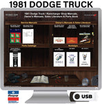 1981 Dodge Truck Shop Manuals Owners Manual Sales Literature & Parts Book on USB