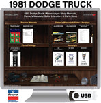 1981 Dodge Truck Shop Manuals Owners Manual Sales Literature & Parts Book on USB